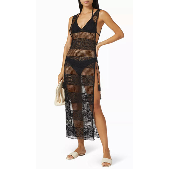 PQ Swim NEW Joy Lace Swim Coverup Dress Sheer Black Size XS PilyQ Beach - Picture 1 of 8